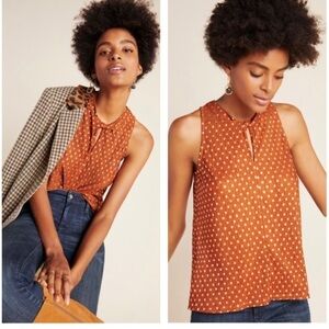 ANTHROPOLOGIE Lennox Polka Dot Halter Top Size XS